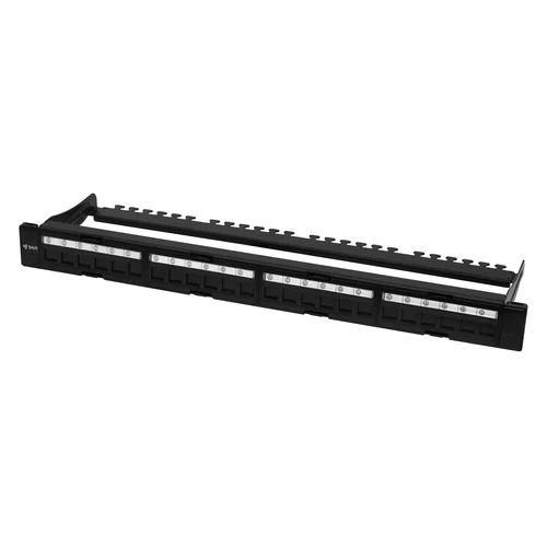 Коммутационная панель SNR, 19" для модулей KeyStone, незагруженная, неэкранированная, 1U, 24 порта, cat.5e, разборная, порты со шторками Коммутационная панель SNR, 19" для модулей KeyStone, незагруженная, неэкранированная, 1U, 24 порта, cat.5e, разборная, порты со шторками
