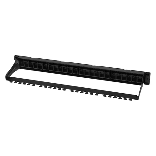 Коммутационная панель SNR, 19" для модулей KeyStone, незагруженная, неэкранированная, 1U, 24 порта, cat.5e, разборная, порты со шторками Коммутационная панель SNR, 19" для модулей KeyStone, незагруженная, неэкранированная, 1U, 24 порта, cat.5e, разборная, порты со шторками