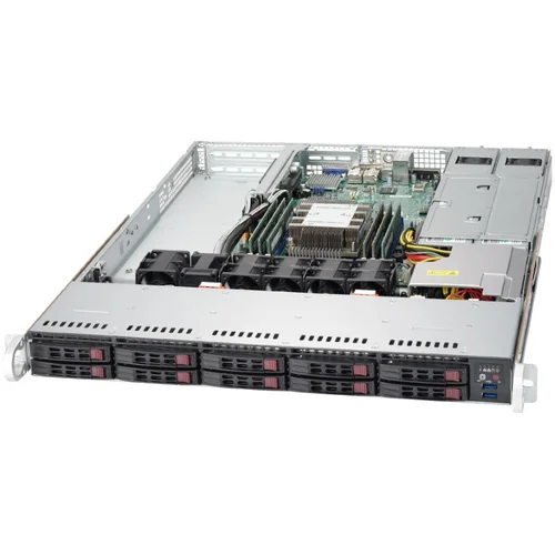 Платформа Supermicro 1U SYS-1019P-WTR, до одного процессора Intel Xeon Scalable, DDR4, 10x2,5" HDD SATA, 2x10GBase-T