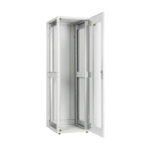 Напольный шкаф серии Lite 19", 42U, стеклянная дверь, Ш600хВ1967хГ800мм, в разобранном виде, серый
