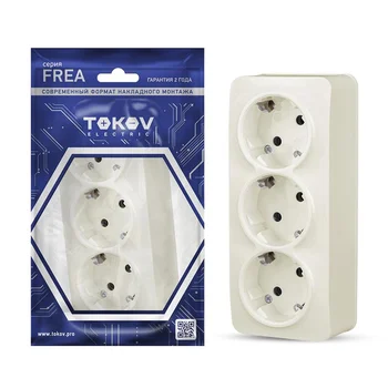 Розетка 3-м ОП Frea 16А IP20 250В с заземл. АБС-пластик беж. TOKOV ELECTRIC TKE-FR-R3Z-C02 Розетка 3-м ОП Frea 16А IP20 250В с заземл. АБС-пластик беж. TOKOV ELECTRIC TKE-FR-R3Z-C02
