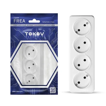 Розетка 4-м ОП Frea 16А IP20 250В без заземл. АБС-пластик бел. TOKOV ELECTRIC TKE-FR-R4-C01 Розетка 4-м ОП Frea 16А IP20 250В без заземл. АБС-пластик бел. TOKOV ELECTRIC TKE-FR-R4-C01