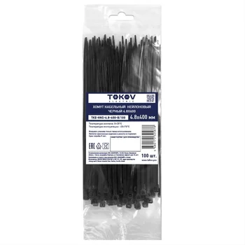 Хомут кабельный нейлоновый черн. 4.8х400 (уп.100шт) TOKOV ELECTRIC TKE-HNS-4.8-400-B/100 Хомут кабельный нейлоновый черн. 4.8х400 (уп.100шт) TOKOV ELECTRIC TKE-HNS-4.8-400-B/100