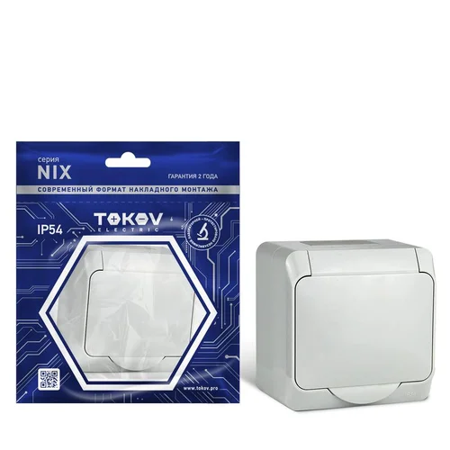 Розетка 1-м ОП Nix 16А IP54 250В с заземл. с крышкой сер. TOKOV ELECTRIC TKE-NX-R1Z-C06-IP54 Розетка 1-м ОП Nix 16А IP54 250В с заземл. с крышкой сер. TOKOV ELECTRIC TKE-NX-R1Z-C06-IP54