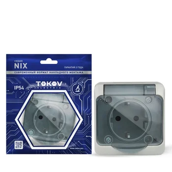 Розетка 1-м ОП Nix 16А IP54 250В с заземл. с прозр. крышкой сер. TOKOV ELECTRIC TKE-NX-R1Z-C06T-IP54 Розетка 1-м ОП Nix 16А IP54 250В с заземл. с прозр. крышкой сер. TOKOV ELECTRIC TKE-NX-R1Z-C06T-IP54