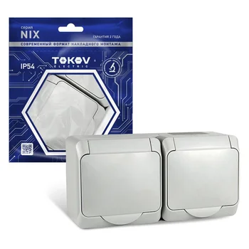 Розетка 2-м ОП Nix 16А IP54 250В с заземл. с крышкой сер. TOKOV ELECTRIC TKE-NX-R2Z-C06-IP54 Розетка 2-м ОП Nix 16А IP54 250В с заземл. с крышкой сер. TOKOV ELECTRIC TKE-NX-R2Z-C06-IP54
