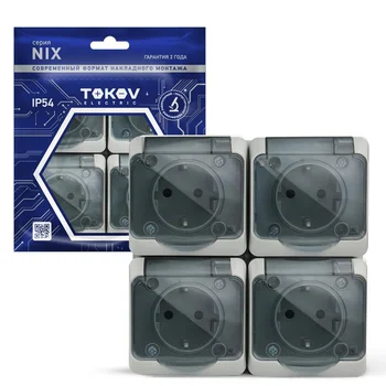 Розетка 4-м ОП Nix 16А IP54 250В с заземл. с прозр. крышкой сер. TOKOV ELECTRIC TKE-NX-R4Z-C06T-IP54 Розетка 4-м ОП Nix 16А IP54 250В с заземл. с прозр. крышкой сер. TOKOV ELECTRIC TKE-NX-R4Z-C06T-IP54