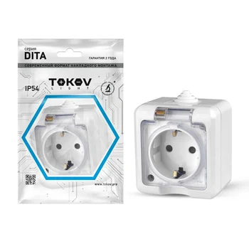 Розетка 1-м ОП Dita 16А IP54 250В с заземл. с прозр. крышкой бел. TOKOV ELECTRIC TKL-DT-R1Z-C01T-IP5 Розетка 1-м ОП Dita 16А IP54 250В с заземл. с прозр. крышкой бел. TOKOV ELECTRIC TKL-DT-R1Z-C01T-IP5