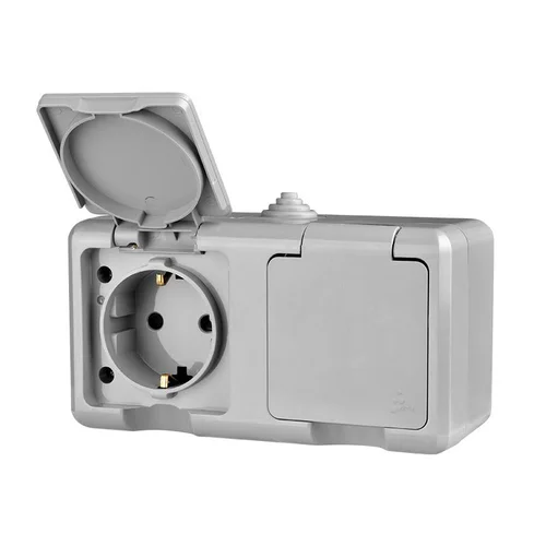 Розетка 2-м ОП Dita 16А IP54 250В с заземл. с крышкой сер. TOKOV ELECTRIC TKL-DT-R2Z-C06-IP54 Розетка 2-м ОП Dita 16А IP54 250В с заземл. с крышкой сер. TOKOV ELECTRIC TKL-DT-R2Z-C06-IP54