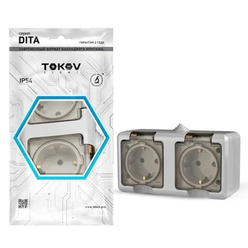 Розетка 2-м ОП Dita 16А IP54 250В с заземл. с прозр. крышкой сер.TOKOV ELECTRIC TKL-DT-R2Z-C06T-IP54 Розетка 2-м ОП Dita 16А IP54 250В с заземл. с прозр. крышкой сер.TOKOV ELECTRIC TKL-DT-R2Z-C06T-IP54