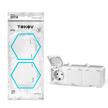 Розетка 3-м ОП Dita 16А IP54 250В с заземл. с крышкой бел. TOKOV ELECTRIC TKL-DT-R3Z-C01-IP54 Розетка 3-м ОП Dita 16А IP54 250В с заземл. с крышкой бел. TOKOV ELECTRIC TKL-DT-R3Z-C01-IP54