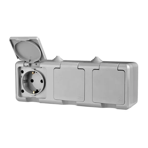 Розетка 3-м ОП Dita 16А IP54 250В с заземл. с сер. крышкой сер. TOKOV ELECTRIC TKL-DT-R3Z-C06-IP54 Розетка 3-м ОП Dita 16А IP54 250В с заземл. с сер. крышкой сер. TOKOV ELECTRIC TKL-DT-R3Z-C06-IP54