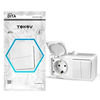 Блок ОП Dita (розетка 16А 250В с заземл. 2-кл. выкл. 10А) IP54 бел. TOKOV ELECTRIC TKL-DT-V2RZ-C01-I Блок ОП Dita (розетка 16А 250В с заземл. 2-кл. выкл. 10А) IP54 бел. TOKOV ELECTRIC TKL-DT-V2RZ-C01-I
