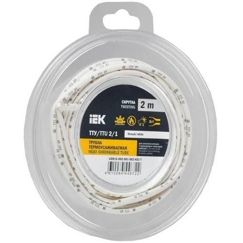 Трубка термоусадочная ТТУ нг-LS 2/1 бел. (уп.2м) IEK UDR12-002-001-002-K01-T
