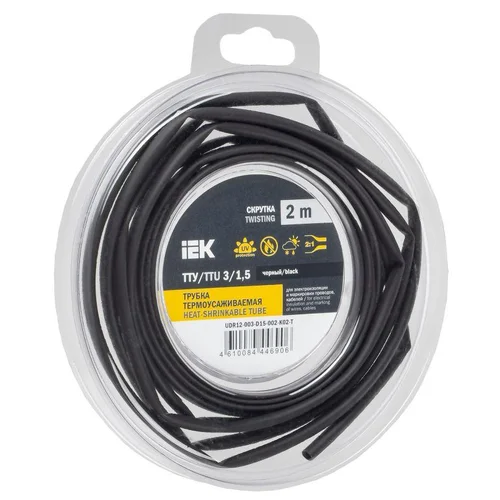 Трубка термоусадочная ТТУ нг-LS 3/1.5 черн. (уп.2м) IEK UDR12-003-D15-002-K02-T Трубка термоусадочная ТТУ нг-LS 3/1.5 черн. (уп.2м) IEK UDR12-003-D15-002-K02-T