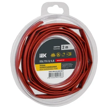 Трубка термоусадочная ТТУ нг-LS 3/1.5 красн. (уп.2м) IEK UDR12-003-D15-002-K04-T Трубка термоусадочная ТТУ нг-LS 3/1.5 красн. (уп.2м) IEK UDR12-003-D15-002-K04-T