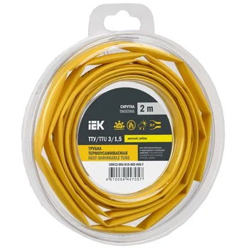Трубка термоусадочная ТТУ нг-LS 3/1.5 желт. (уп.2м) IEK UDR12-003-D15-002-K05-T Трубка термоусадочная ТТУ нг-LS 3/1.5 желт. (уп.2м) IEK UDR12-003-D15-002-K05-T