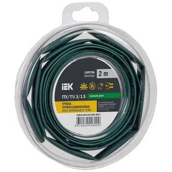Трубка термоусадочная ТТУ нг-LS 3/1.5 зел. (уп.2м) IEK UDR12-003-D15-002-K06-T Трубка термоусадочная ТТУ нг-LS 3/1.5 зел. (уп.2м) IEK UDR12-003-D15-002-K06-T