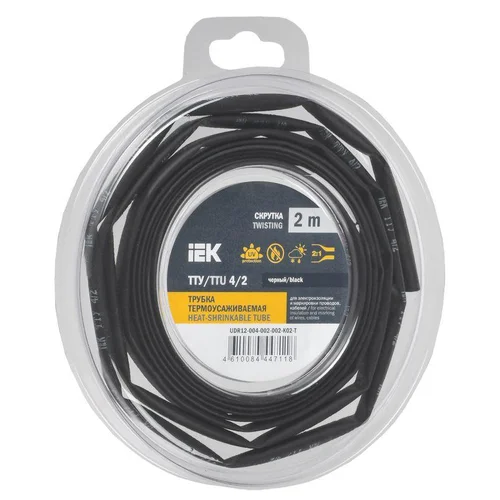 Трубка термоусадочная ТТУ нг-LS 4/2 черн. (уп.2м) IEK UDR12-004-002-002-K02-T