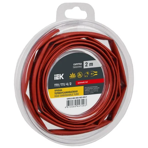 Трубка термоусадочная ТТУ нг-LS 4/2 красн. (уп.2м) IEK UDR12-004-002-002-K04-T
