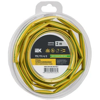 Трубка термоусадочная ТТУ нг-LS 4/2 желт./зел. (уп.2м) IEK UDR12-004-002-002-K52-T Трубка термоусадочная ТТУ нг-LS 4/2 желт./зел. (уп.2м) IEK UDR12-004-002-002-K52-T