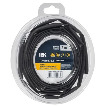 Трубка термоусадочная ТТУ нг-LS 5/2.5 черн. (уп.2м) IEK UDR12-005-D25-002-K02-T Трубка термоусадочная ТТУ нг-LS 5/2.5 черн. (уп.2м) IEK UDR12-005-D25-002-K02-T