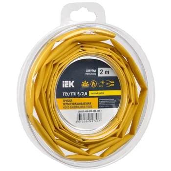 Трубка термоусадочная ТТУ нг-LS 5/2.5 желт. (уп.2м) IEK UDR12-005-D25-002-K05-T Трубка термоусадочная ТТУ нг-LS 5/2.5 желт. (уп.2м) IEK UDR12-005-D25-002-K05-T