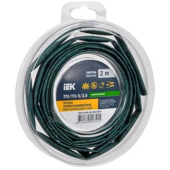 Трубка термоусадочная ТТУ нг-LS 5/2.5 зел. (уп.2м) IEK UDR12-005-D25-002-K06-T Трубка термоусадочная ТТУ нг-LS 5/2.5 зел. (уп.2м) IEK UDR12-005-D25-002-K06-T