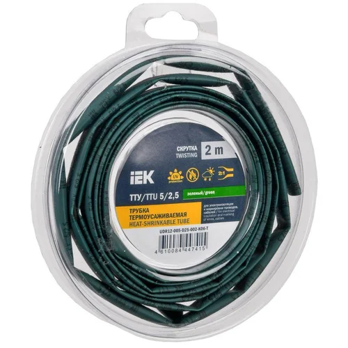 Трубка термоусадочная ТТУ нг-LS 5/2.5 зел. (уп.2м) IEK UDR12-005-D25-002-K06-T