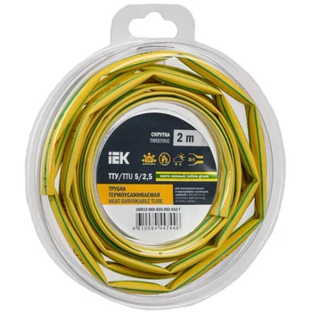 Трубка термоусадочная ТТУ нг-LS 5/2.5 желт./зел. (уп.2м) IEK UDR12-005-D25-002-K52-T Трубка термоусадочная ТТУ нг-LS 5/2.5 желт./зел. (уп.2м) IEK UDR12-005-D25-002-K52-T