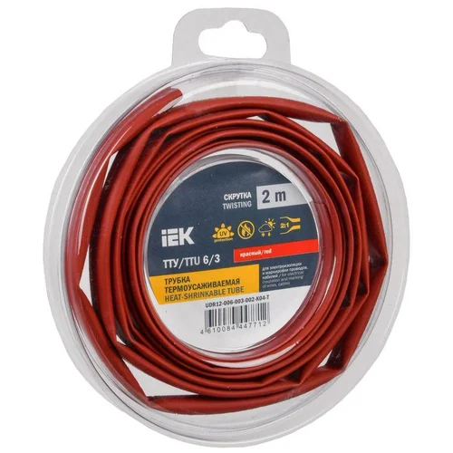 Трубка термоусадочная ТТУ нг-LS 6/3 красн. (уп.2м) IEK UDR12-006-003-002-K04-T Трубка термоусадочная ТТУ нг-LS 6/3 красн. (уп.2м) IEK UDR12-006-003-002-K04-T