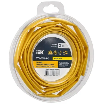 Трубка термоусадочная ТТУ нг-LS 6/3 желт. (уп.2м) IEK UDR12-006-003-002-K05-T