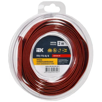 Трубка термоусадочная ТТУ нг-LS 8/4 красн. (уп.2м) IEK UDR12-008-004-002-K04-T