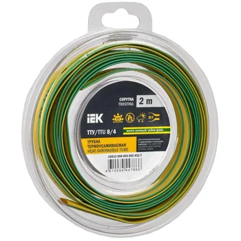 Трубка термоусадочная ТТУ нг-LS 8/4 желт./зел. (уп.2м) IEK UDR12-008-004-002-K52-T