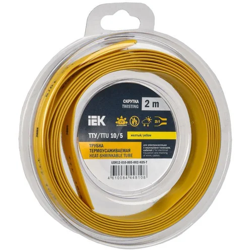 Трубка термоусадочная ТТУ нг-LS 10/5 желт. (уп.2м) IEK UDR12-010-005-002-K05-T