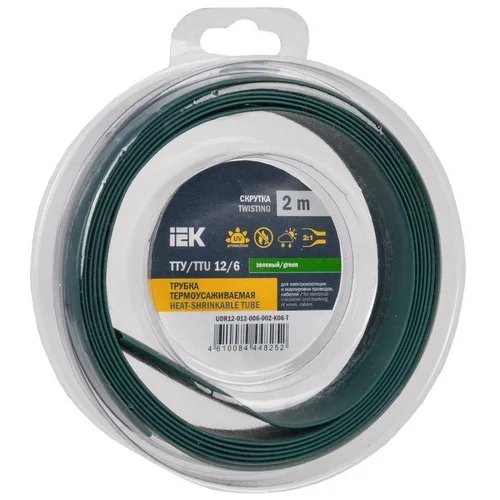 Трубка термоусадочная ТТУ нг-LS 12/6 зел. (уп.2м) IEK UDR12-012-006-002-K06-T