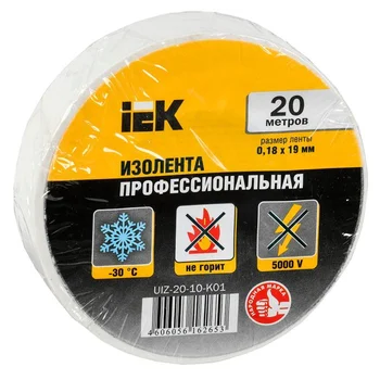 Изолента ПВХ 0.18х19мм бел. (рул.20м) IEK UIZ-20-10-K01 Изолента ПВХ 0.18х19мм бел. (рул.20м) IEK UIZ-20-10-K01