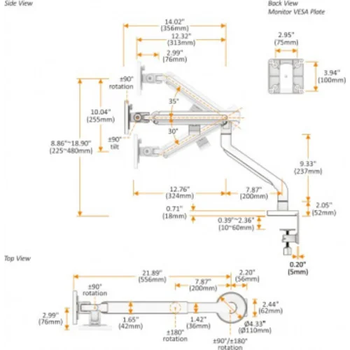 Кронштейн для мониторов Ultramounts UM725B черный 17"-32" макс.9кг крепление к столешнице поворот и