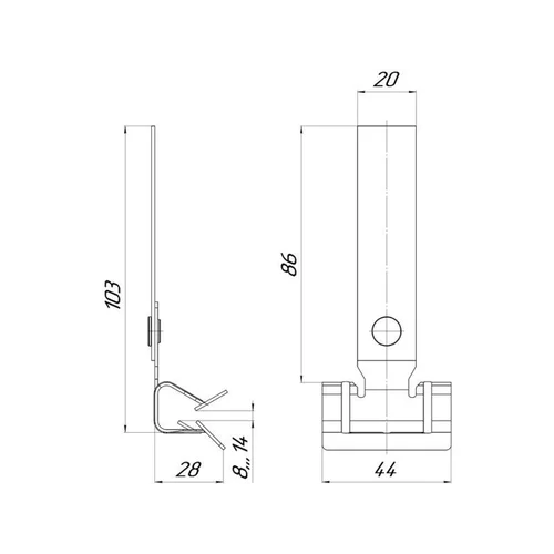 Зажим балочный 8-14мм с пластиной PROxima EKF ZB8-14-Pls Зажим балочный 8-14мм с пластиной PROxima EKF ZB8-14-Pls