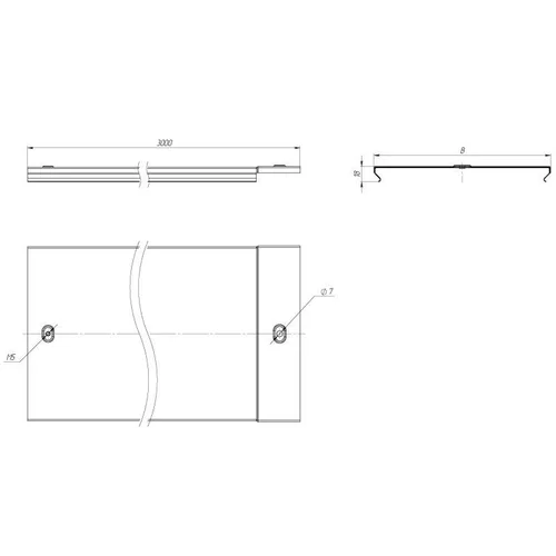 Крышка для лотка осн.50 L3000 сталь 0.6мм оцинк. EKF k5010