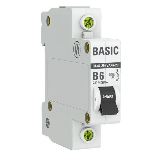 Выключатель автоматический модульный 1п B 6А 4.5кА ВА 47-29 Basic EKF mcb4729-1-06-B Выключатель автоматический модульный 1п B 6А 4.5кА ВА 47-29 Basic EKF mcb4729-1-06-B