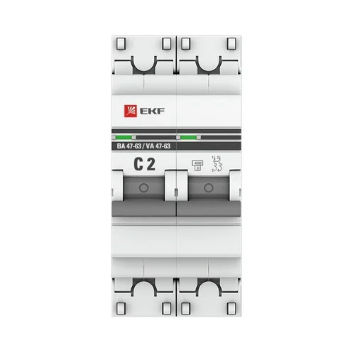 Выключатель автоматический модульный 2п C 2А 4.5кА ВА 47-63 PROxima EKF mcb4763-2-02C-pro Выключатель автоматический модульный 2п C 2А 4.5кА ВА 47-63 PROxima EKF mcb4763-2-02C-pro