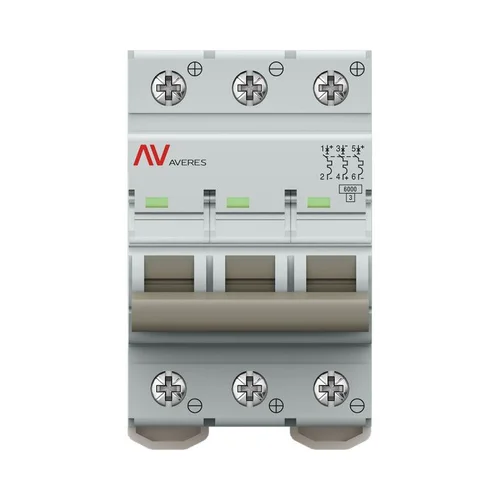 Выключатель автоматический модульный 3п C 4А 6кА AV-6 AVERES EKF mcb6-DC-3-04C-av