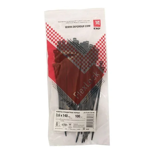 Хомут P6.6 3.6х140 FlexLock стандартный черн. (уп.100шт) PROxima EKF plc-fl-ctsb-3.6x140 Хомут P6.6 3.6х140 FlexLock стандартный черн. (уп.100шт) PROxima EKF plc-fl-ctsb-3.6x140
