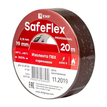 Изолента ПВХ 19мм (рул.20м) кор. SafeFlex EKF plc-iz-sf-br Изолента ПВХ 19мм (рул.20м) кор. SafeFlex EKF plc-iz-sf-br