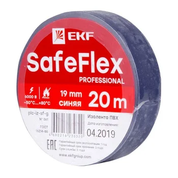 Изолента ПВХ 19мм (рул.20м) син. SafeFlex EKF plc-iz-sf-s Изолента ПВХ 19мм (рул.20м) син. SafeFlex EKF plc-iz-sf-s