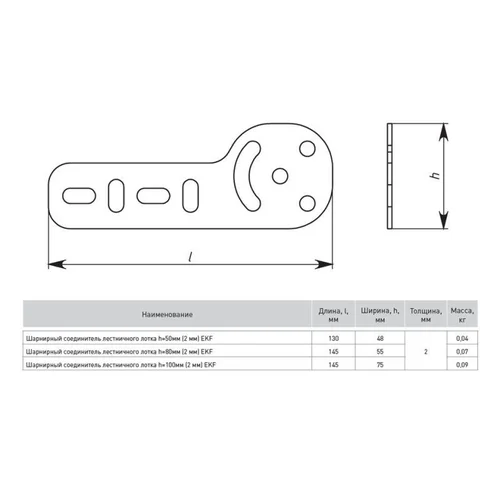 Соединитель для лестн. лотка шарнирный H=50мм 2мм EKF sHlt502