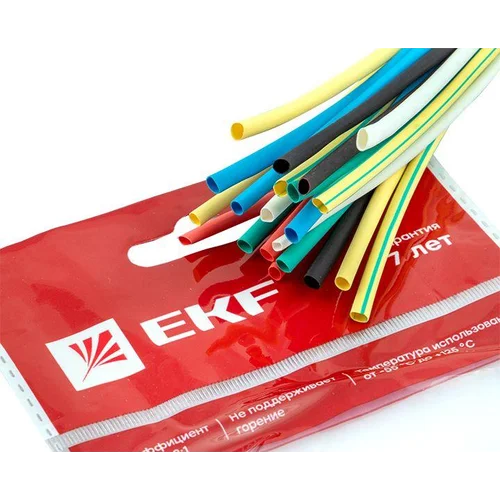Набор трубок термоусадочных ТУТ нг тонкостен. 2/1 (7 цветов по 3шт 100мм) EKF tut-n-2