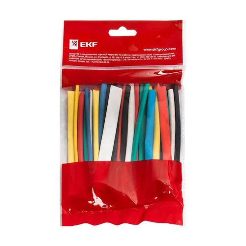 Набор трубок термоусадочных ТУТ 3/1.5; 4/2; 5/2.5; 6/3; 8/4 (6 цветов по 5шт 100мм) PROxima EKF tut-