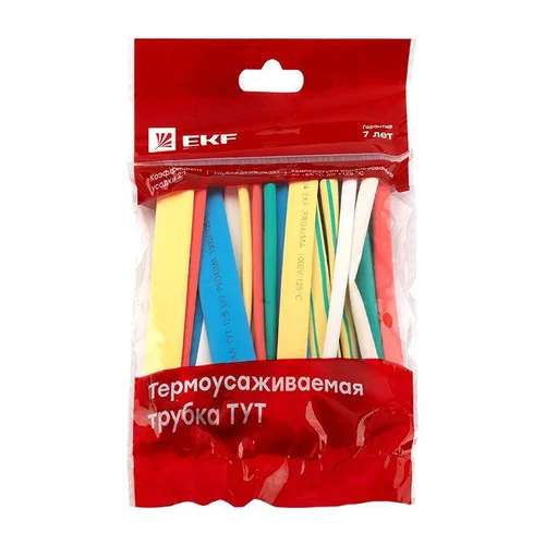Набор трубок термоусадочных ТУТ 4/2; 6/3; 8/4; 10/5; 12/6 (7 цветов по 5шт 100мм) PROxima EKF tut-n- Набор трубок термоусадочных ТУТ 4/2; 6/3; 8/4; 10/5; 12/6 (7 цветов по 5шт 100мм) PROxima EKF tut-n-